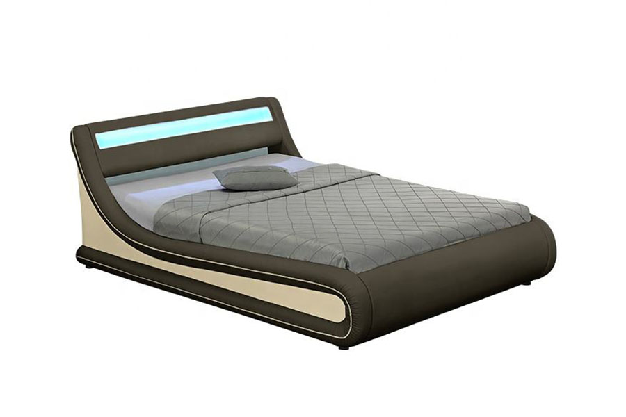 quadro estofado de couro da cama do rei LED PU do otomano 1138G