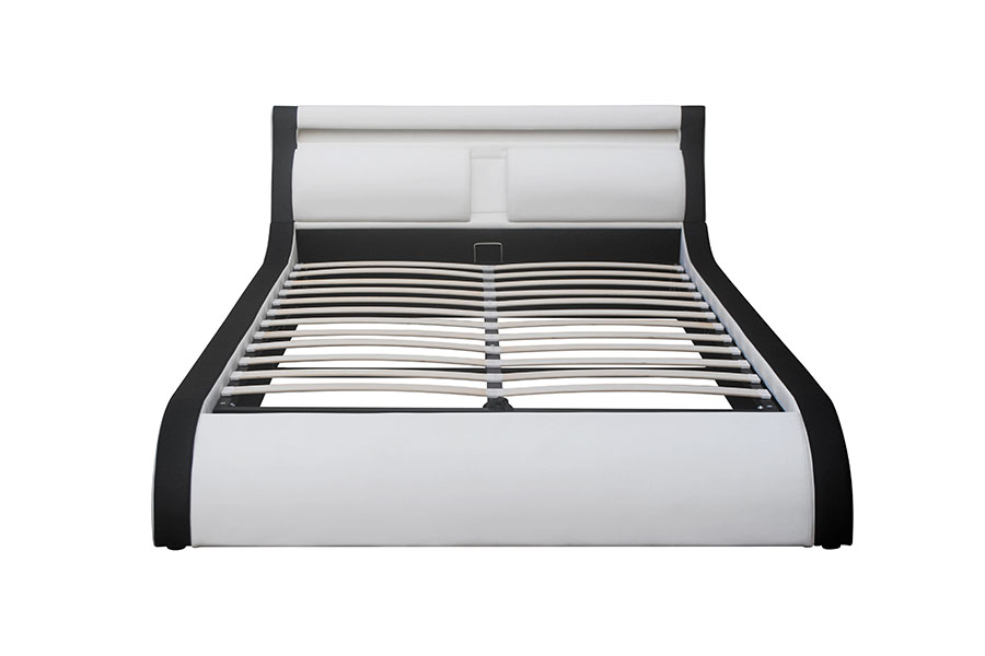 Cama de couro PU otomana com elevador a gás LED macio com almofada 1175-1G