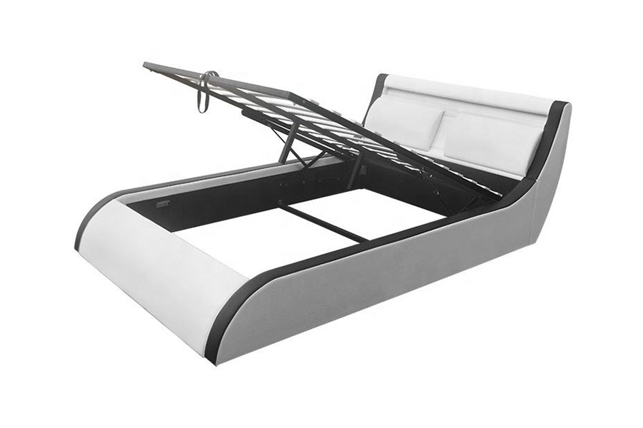 Cama de couro PU otomana com elevador a gás LED macio com almofada 1175-1G