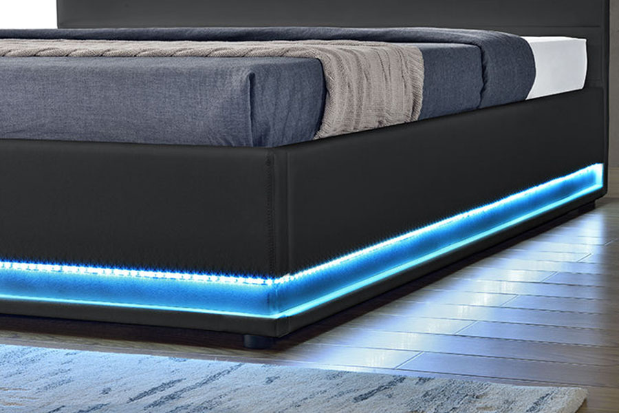 quadro estofado da cama do diodo emissor de luz do armazenamento de couro luxuoso moderno 1165-1G