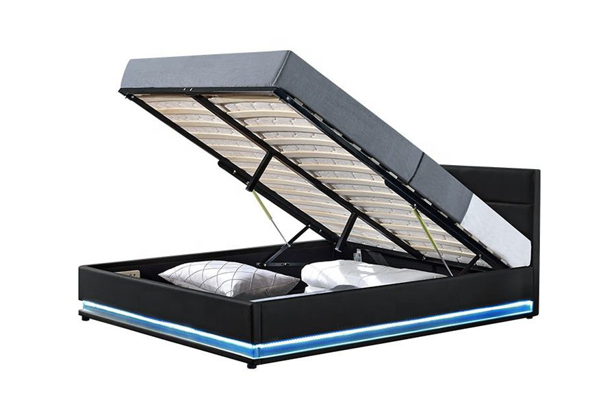 quadro estofado da cama do diodo emissor de luz do armazenamento de couro luxuoso moderno 1165-1G