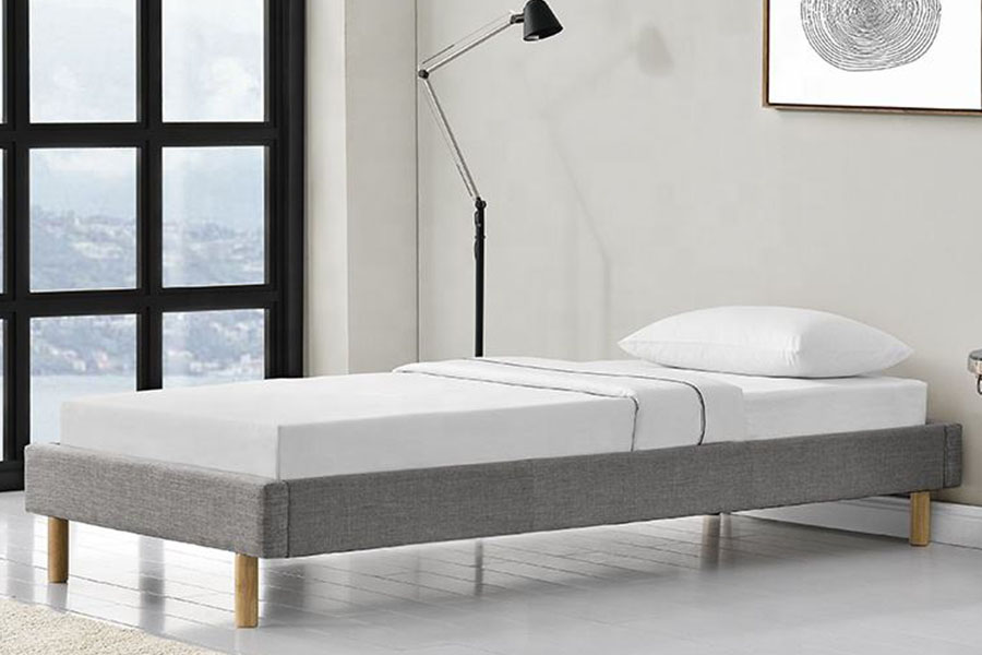 1159B Moderno Pés De Madeira Tecido De Linho Cama De Solteiro De Alta Qualidade