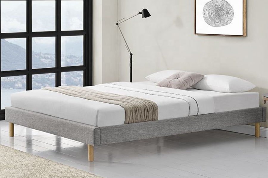 1159B Moderno Pés De Madeira Tecido De Linho Cama De Solteiro De Alta Qualidade