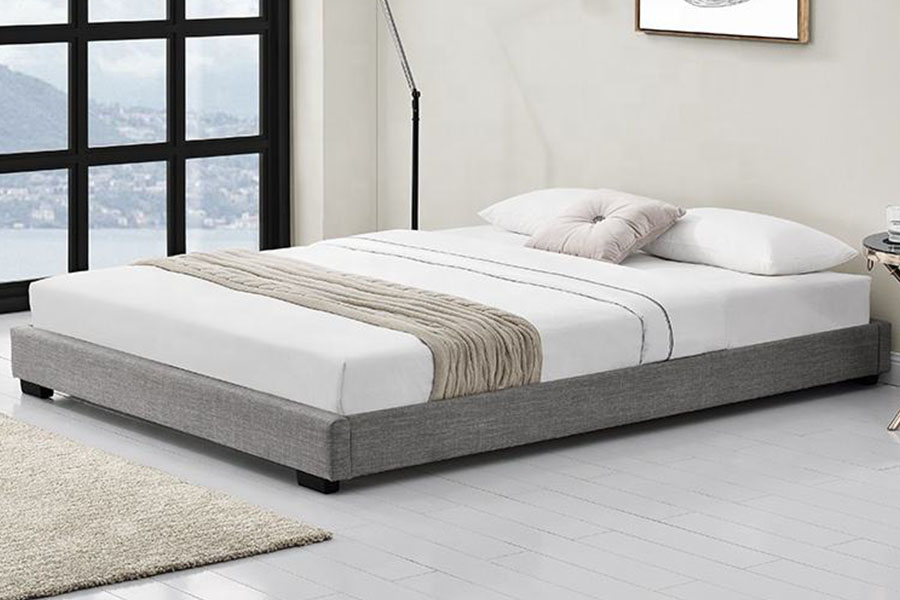 1159A Cama estofada com estrutura de madeira maciça King Queen Linen