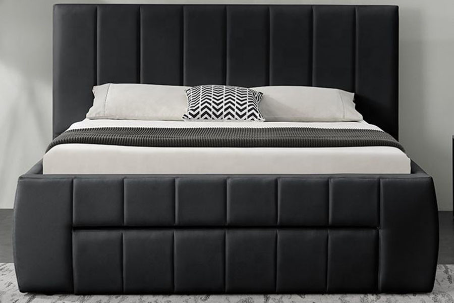 1238D Europeu PU-Couro Gaveta-Armazenamento Cama King Estofada