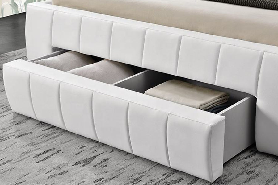 1238D Europeu PU-Couro Gaveta-Armazenamento Cama King Estofada