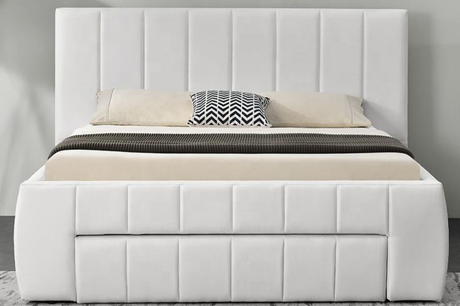 1238D Europeu PU-Couro Gaveta-Armazenamento Cama King Estofada