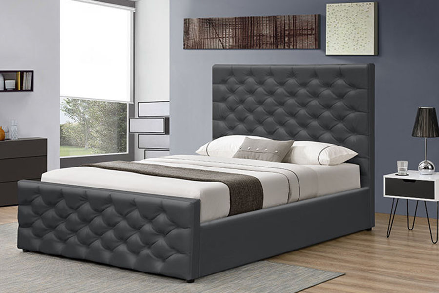 Estrutura da cama de armazenamento otomano 1208G Chesterfield Chenille-Velvet