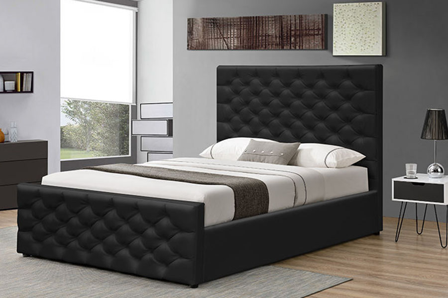 Estrutura da cama de armazenamento otomano 1208G Chesterfield Chenille-Velvet