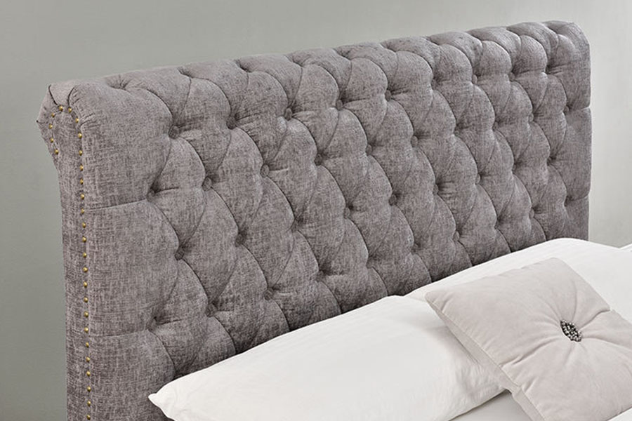 Estrutura da cama de armazenamento otomano 1208G Chesterfield Chenille-Velvet