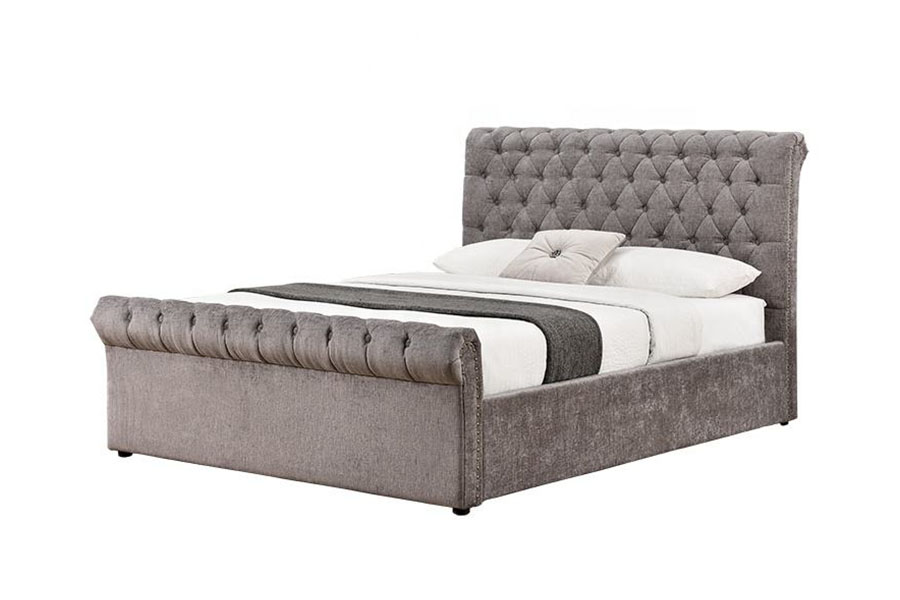 Estrutura da cama de armazenamento otomano 1208G Chesterfield Chenille-Velvet