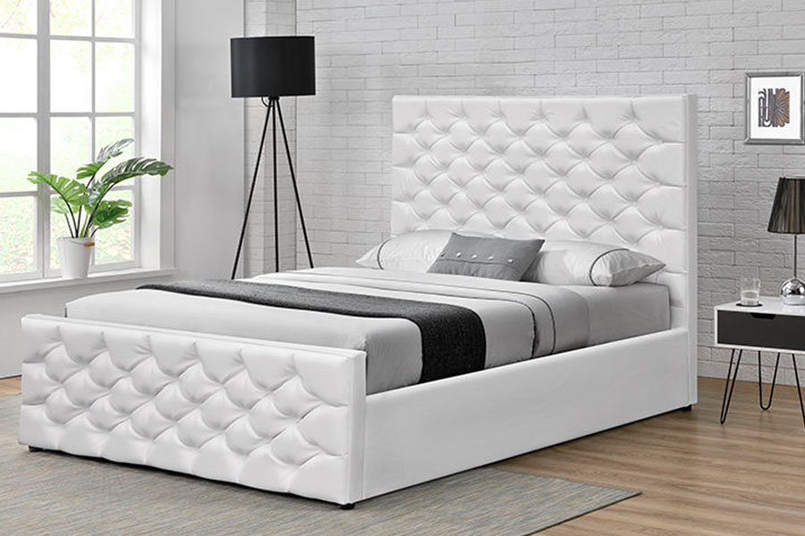 Estrutura da cama de armazenamento com elevador a gás duplo otomano europeu de couro falso 1207G