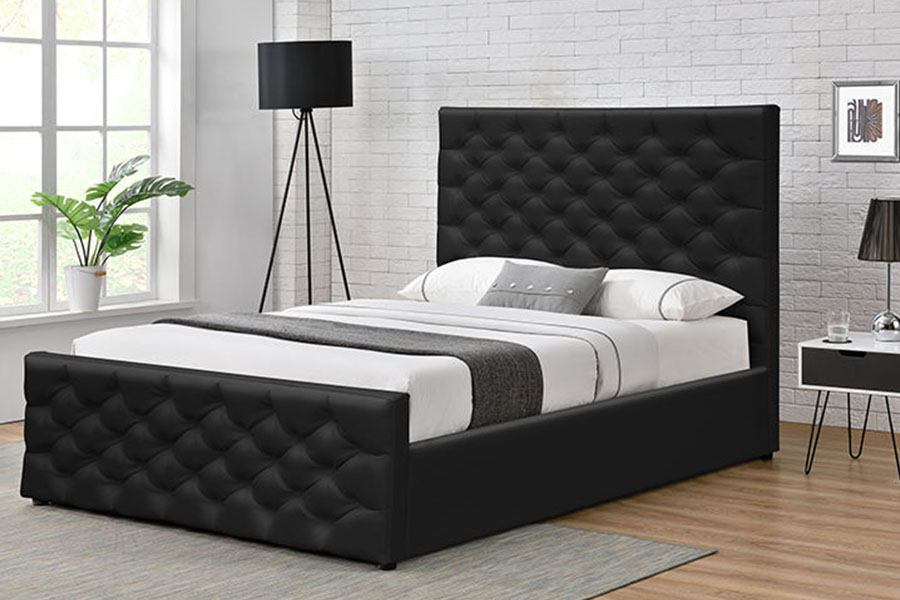 Estrutura da cama de armazenamento com elevador a gás duplo otomano europeu de couro falso 1207G