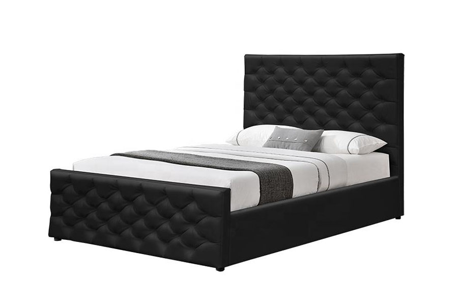 Estrutura da cama de armazenamento com elevador a gás duplo otomano europeu de couro falso 1207G