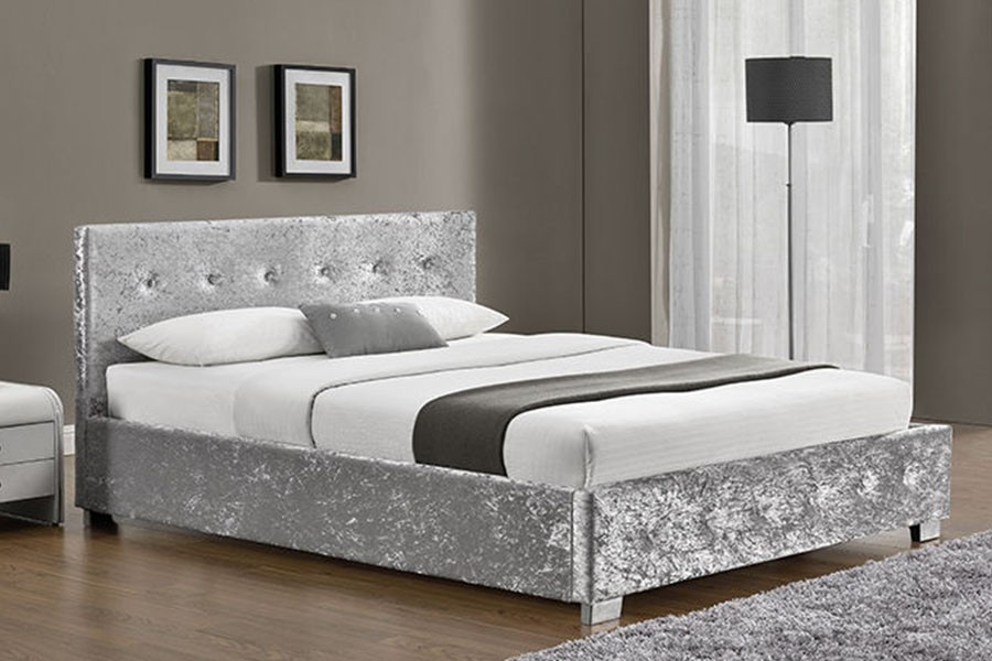 Estrutura da cama estofada king-size otomana em tecido 1191G