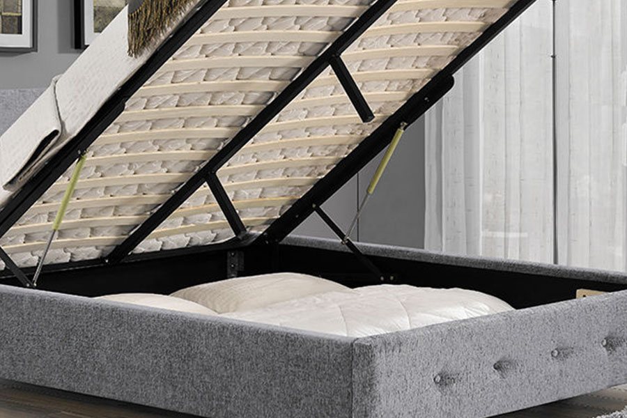Estrutura da cama estofada king-size otomana em tecido 1191G