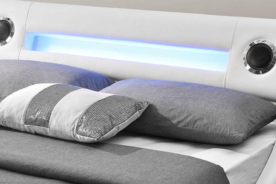 1324-1GS lindo alto-falante LED de couro com elevador a gás para armazenamento de estrutura de cama estofada