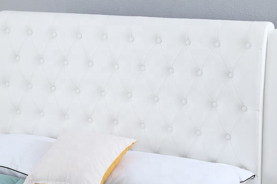 1398G estrutura de madeira de couro branco elevador a gás estrutura de cama de armazenamento estofada por atacado