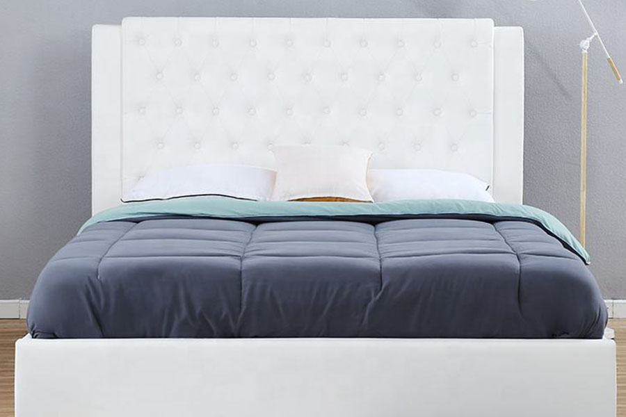 1398G estrutura de madeira de couro branco elevador a gás estrutura de cama de armazenamento estofada por atacado