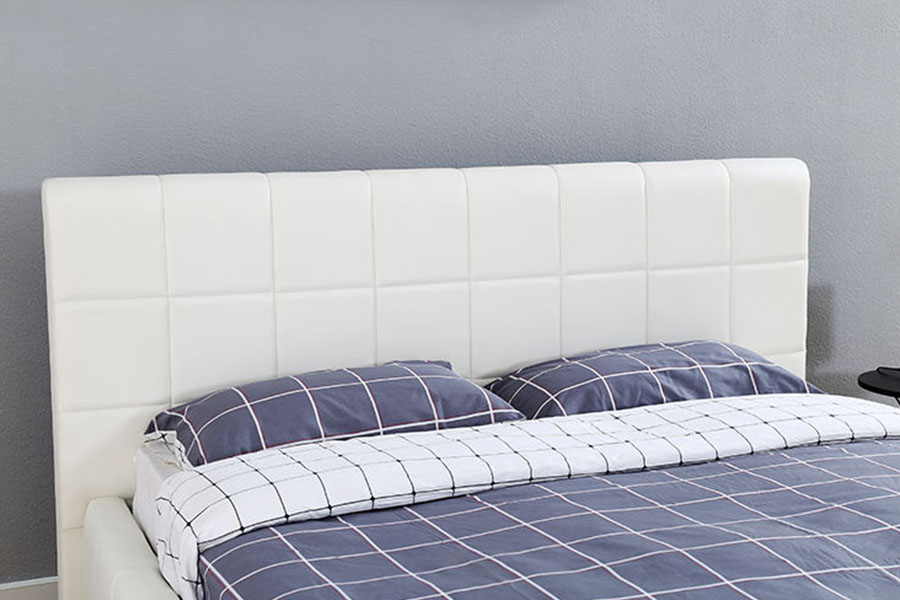 1305G LED de três lados branco-PU couro armazenamento quarto estrutura de cama estofada