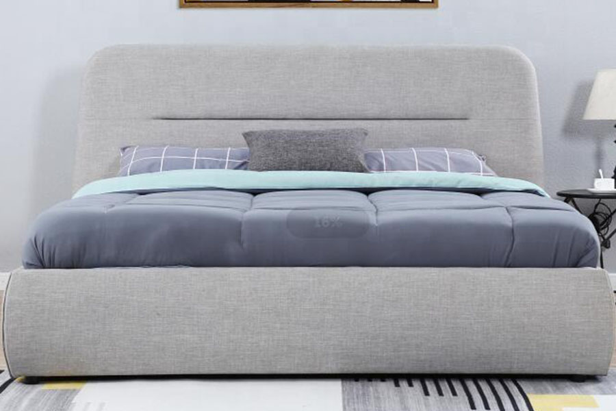 1388G Côncavo-Ravina LED tecido elevador a gás king estofado estrutura de cama de armazenamento