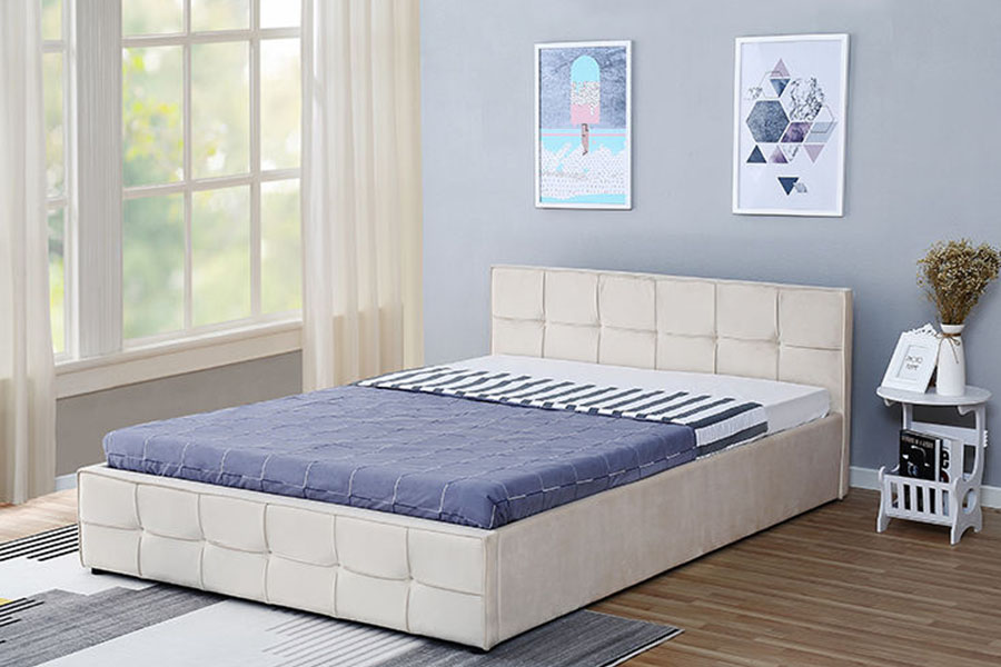 1295G painel-cabeceira em tecido queen estofado otomano estrutura de cama de armazenamento