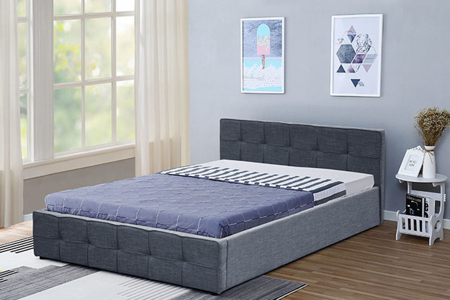 1295G painel-cabeceira em tecido queen estofado otomano estrutura de cama de armazenamento