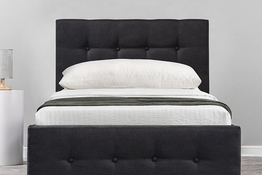 Estrutura de cama otomana estofada única de madeira maciça com botão tufado 1286G