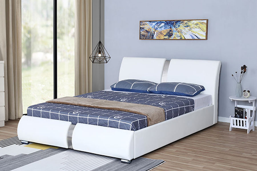 Estrutura de cama estofada de armazenamento de quarto otomano de couro sintético de vários tamanhos 1285G