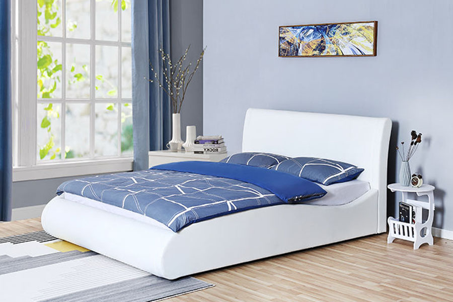 1280G Cabeceira macia de couro falso com elevador a gás para quarto e estrutura de cama de armazenamento