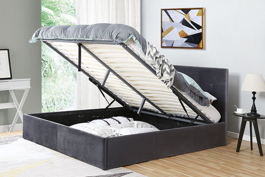 Estrutura da cama queen com elevador hidráulico de couro tufado que economiza espaço 1274G