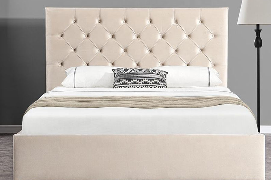 1250g veludo botão-cabeceira otomano duplo estofado estrutura de cama de armazenamento