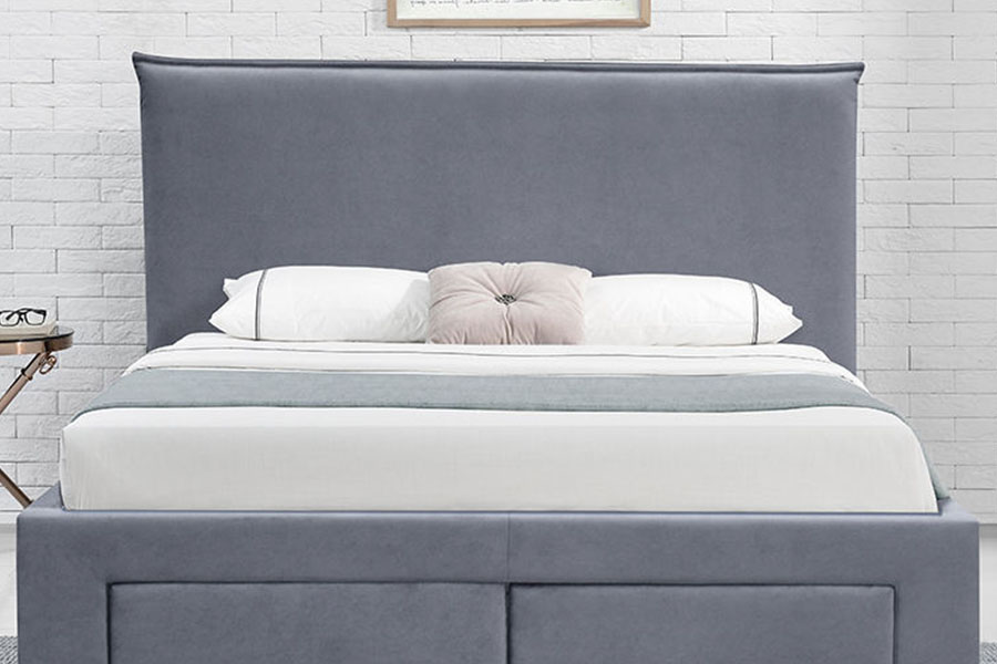 1243D Estrutura de cama de armazenamento Queen com base de gaveta de couro PU sem molas